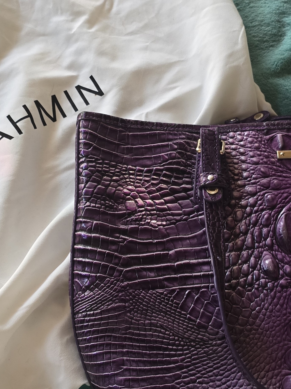 Brahmin Plum Croc-Embossed Leather Tote